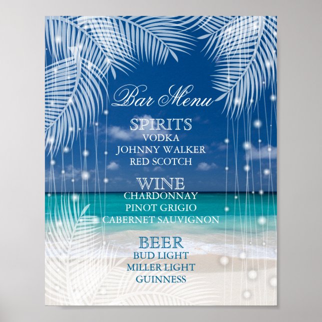 Affiche Soirée de plage - Menu Bar (Devant)