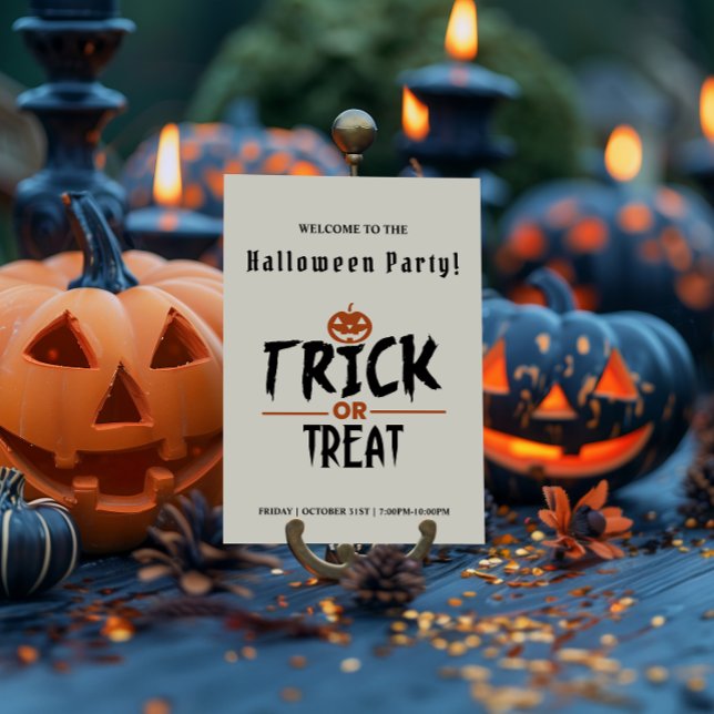 Affiche Soirée d'Halloween blanche et élégante (White Stylish Halloween Party Poster)