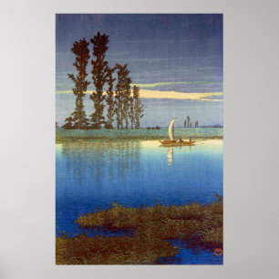 Affiche Soirée d'Ushibori Kawase Hasui 1930s