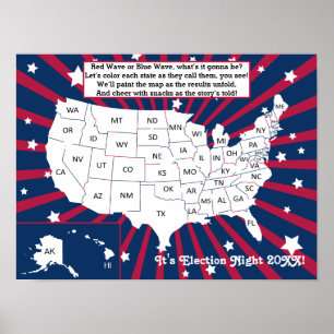 Affiche Soirée électorale 2024 Carte de coloriage interact