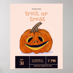 Affiche Soirée Halloween Trick Or Treat, Nuit d'Halloween 