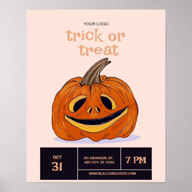 Affiche Soirée Halloween Trick Ou Treat (Devant)