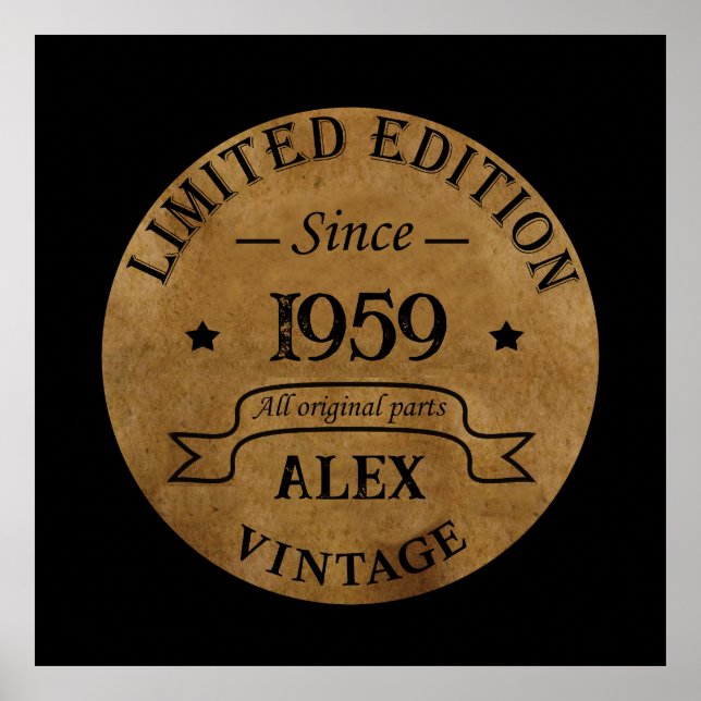 Affiche Soirée personnalisée vintage de 65e anniversaire (Devant)