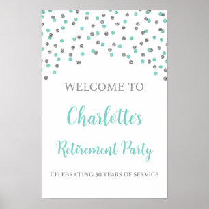 Affiche Soirée Retraite Turquoise en Argent Personnalisée 