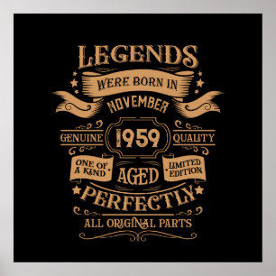Affiche Soirée vintage de 65e anniversaire personnalisée