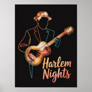 Affiche Soirées de Harlem Ligne d'art de guitare