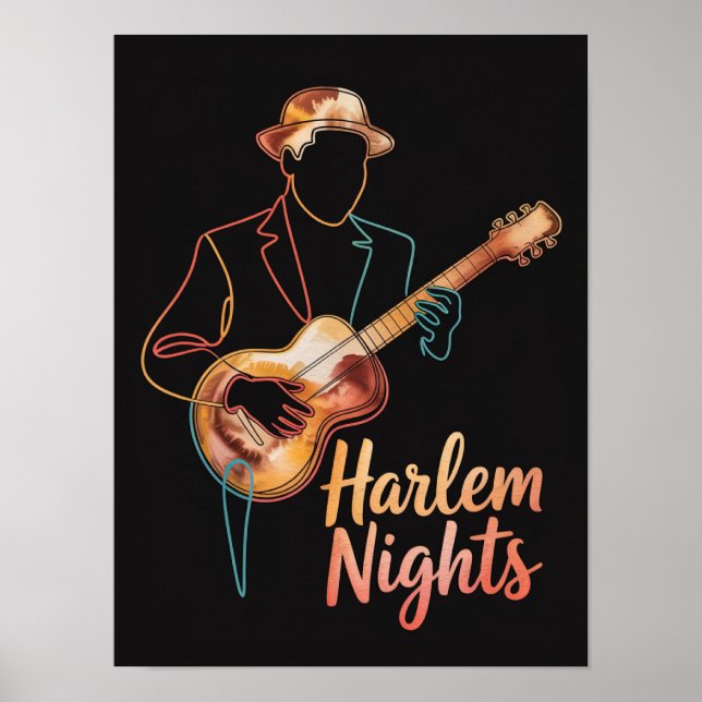 Affiche Soirées de Harlem Ligne d'art de guitare (Devant)