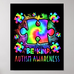 Affiche Sois Gentil Pièces de Puzzle Tie Dye Mois de la Se