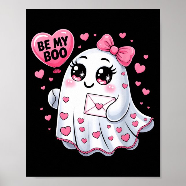 Affiche Sois Ma Boo Saint-Valentin Drôle Fantôme Cœur Fill (Devant)