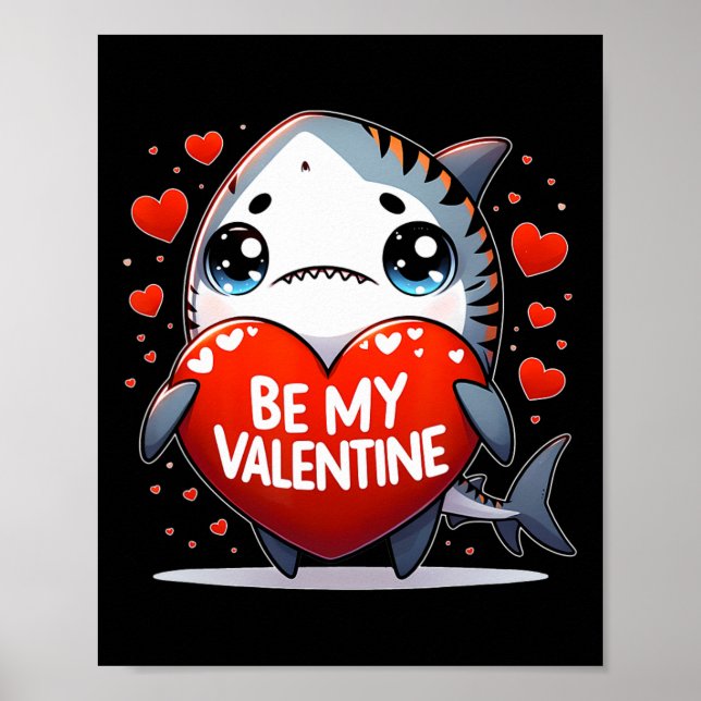 Affiche Sois Mon Cœur De Requin Tigre De La Saint-Valentin (Devant)