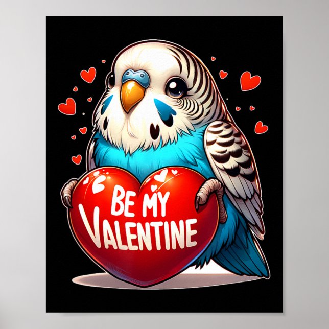 Affiche Sois mon perruche de la Saint-Valentin cœur  (Devant)