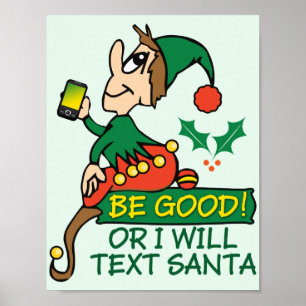 Affiche Sois sage dit l'elfe de Noël