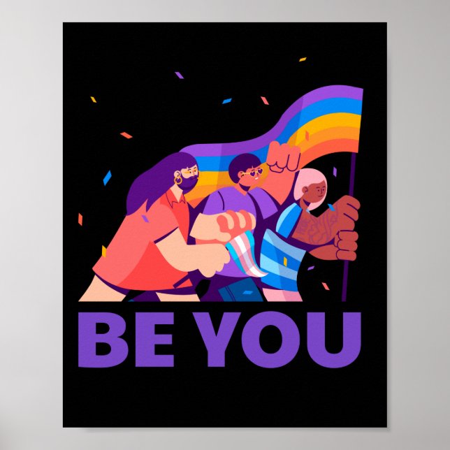 Affiche Sois toi. LGBT+Pride. drapeau arc-en-ciel (Devant)
