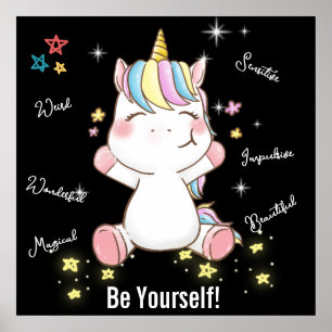 Affiche Sois Toi-Même ! La licorne magique. Modifiable