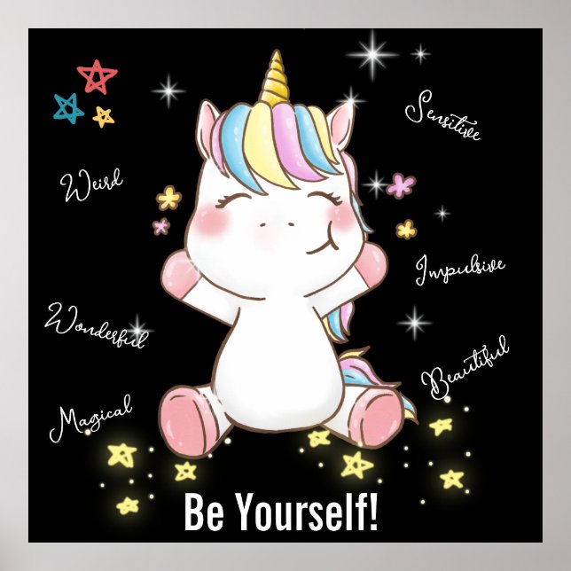 Affiche Sois Toi-Même ! La licorne magique. Modifiable (Devant)