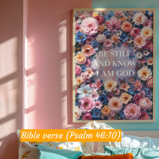 Affiche SOIS TRANQUILLE ET SACHE QUE JE SUIS DIEU - Aquare