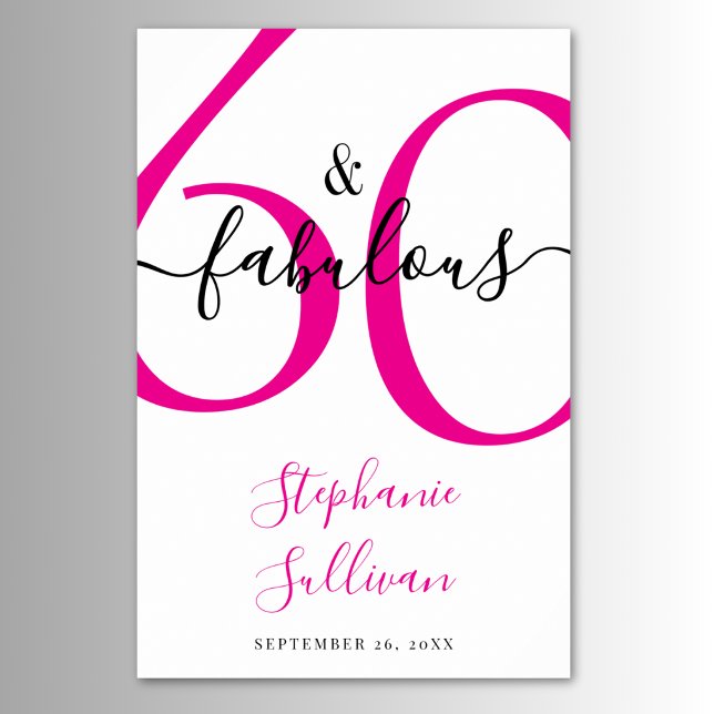 Affiche Soixante ans et Fabuleux Rose Fête d'anniversaire  (Créateur téléchargé)