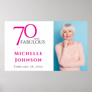 Affiche Soixante-dix ans et Fabuleux Minimal Rose 70e Anni