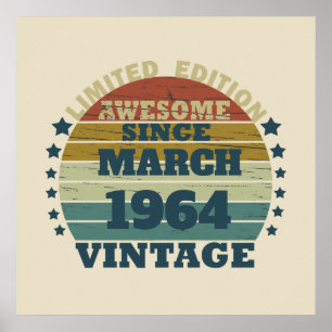 Affiche Soixante vintage 60e anniversaire