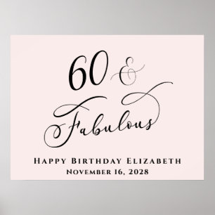 Affiche Soixantième anniversaire rose élégant
