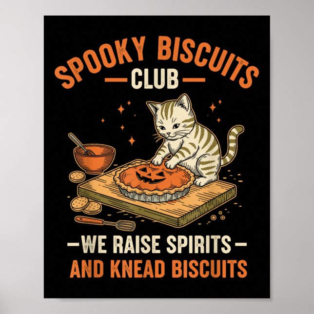 Affiche Soky Biscuits Club Funny Halloween Cat Baking (Devant)