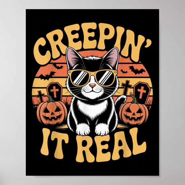Affiche Soky Cute Creen' It Real Funny Chat Halloween Pun  (Devant)