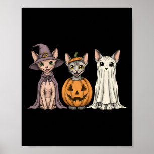 Affiche Soky Ghost Sphynx Amoureux des chats Citrouille Ha