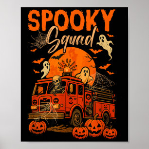 Affiche Soky Halloween Squad Skeleton Conduite Firetruck H