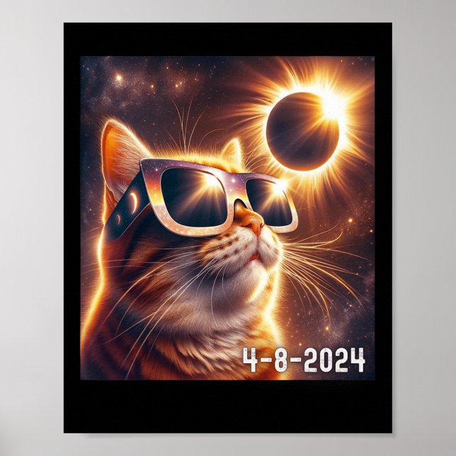 Affiche Solaire 2024 Eclipse portant des roues (Devant)