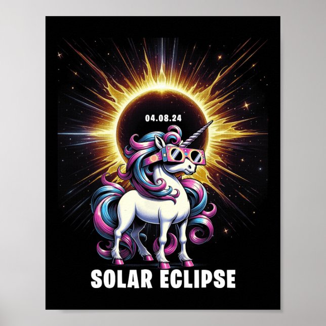 Affiche Solaire Eclipse 2024 Total Eclipse 8 Avril 24 Unic (Devant)