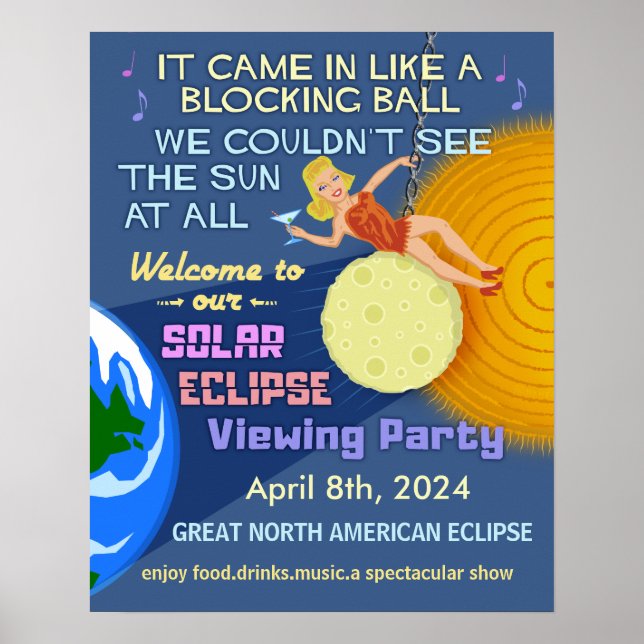 Affiche Solaire Eclipse Party Funny Retro Sun Viewing 2024 (Devant)