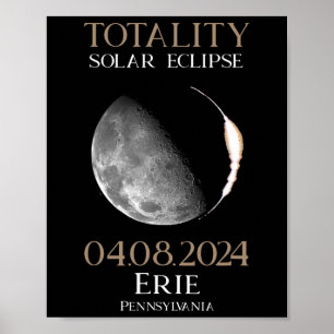 Affiche Solar Eclipse 2024 04.08.24 Erie Pennsylvanie
