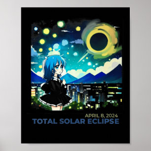 Affiche Solar Eclipse 2024 Anime Style Art