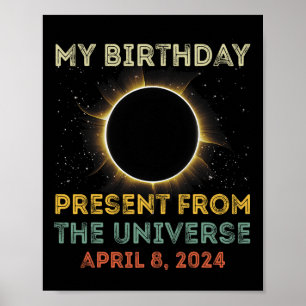 Affiche Solar Eclipse 2024 Anniversaire présent 4.8.24 Tot