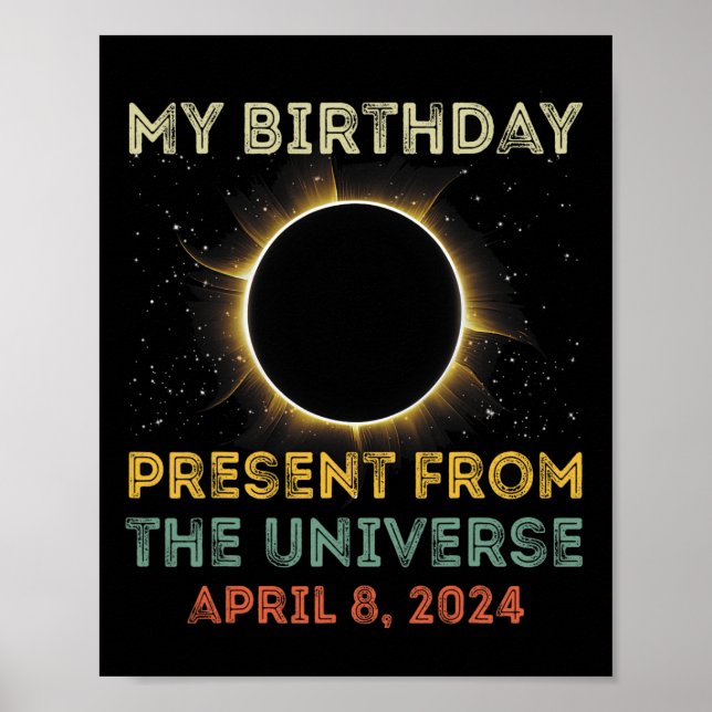Affiche Solar Eclipse 2024 Anniversaire présent 4.8.24 Tot (Devant)