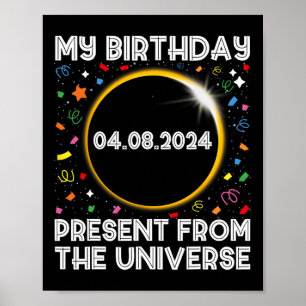 Affiche Solar Eclipse 2024 Anniversaire présent 4.8.24 Tot