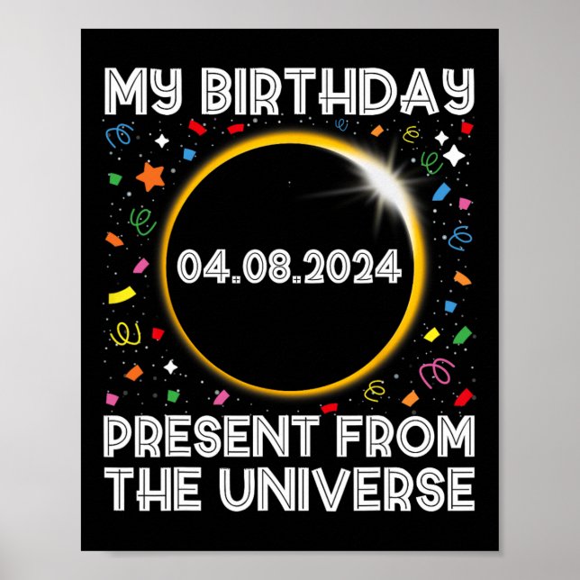 Affiche Solar Eclipse 2024 Anniversaire présent 4.8.24 Tot (Devant)