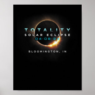 Affiche Solar Eclipse 2024 Bloomington Au total 04-08-2