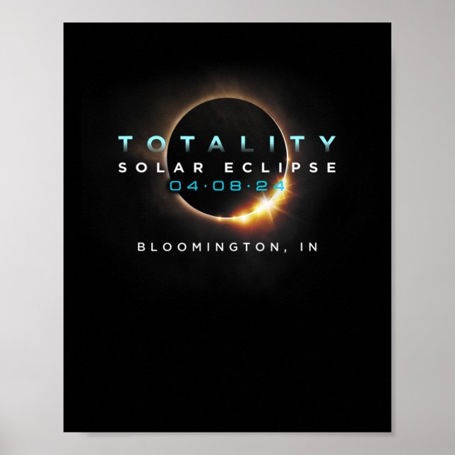 Affiche Solar Eclipse 2024 Bloomington Au total 04-08-2 (Devant)