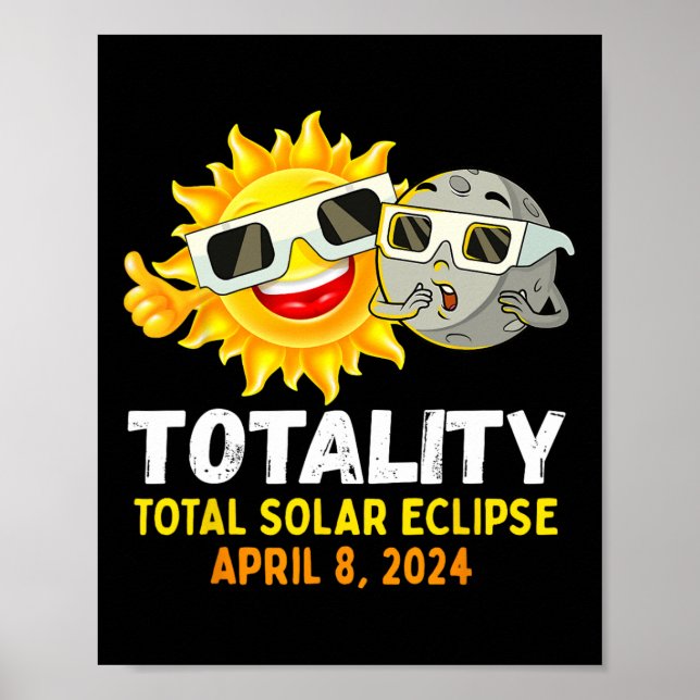Affiche Solar Eclipse 2024 Gles Funny Sun Moon Garçons (Devant)