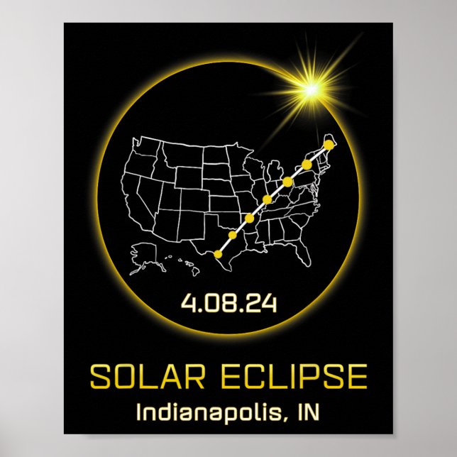 Affiche Solar Eclipse 2024 Indianapolis In Indiana Totalit (Devant)