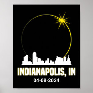 Affiche Solar Eclipse 2024 Indianapolis Skyline Indiana Ec