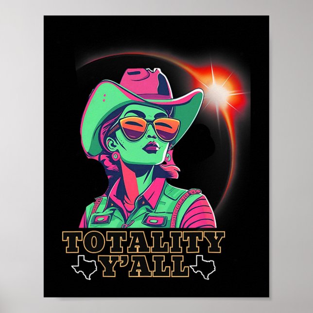 Affiche Solar Eclipse 2024 Pour Texas 08 24 Totalité Y'all (Devant)