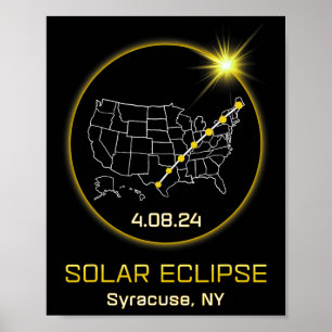 Affiche Solar Eclipse 2024 Syracuse Ny New York Totalité E