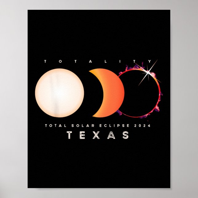 Affiche Solar Eclipse 2024 Texas Total Eclipse America Gra (Devant)