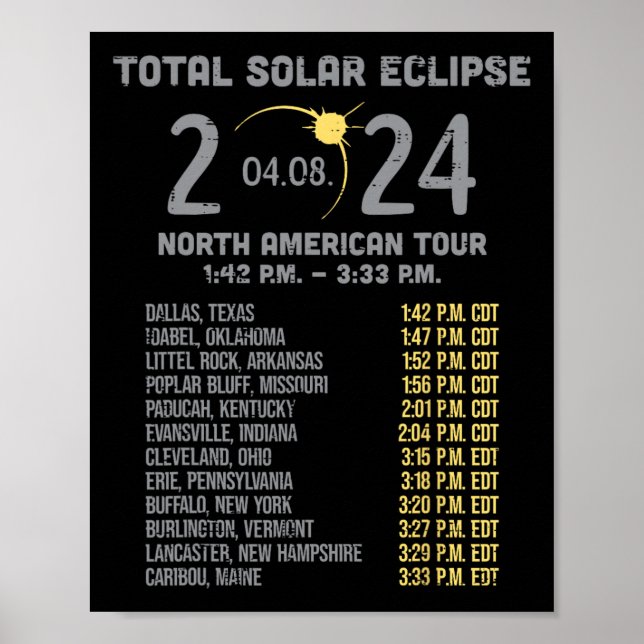 Affiche Solar Eclipse 2024 Totalité Avril 8 Hommes Femmes  (Devant)
