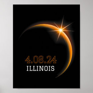 Affiche Solar Eclipse 2024 Totalité Illinois Printemps 4.0