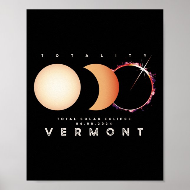 Affiche Solar Eclipse 2024 Vermont Total Eclipse Astronomi (Devant)