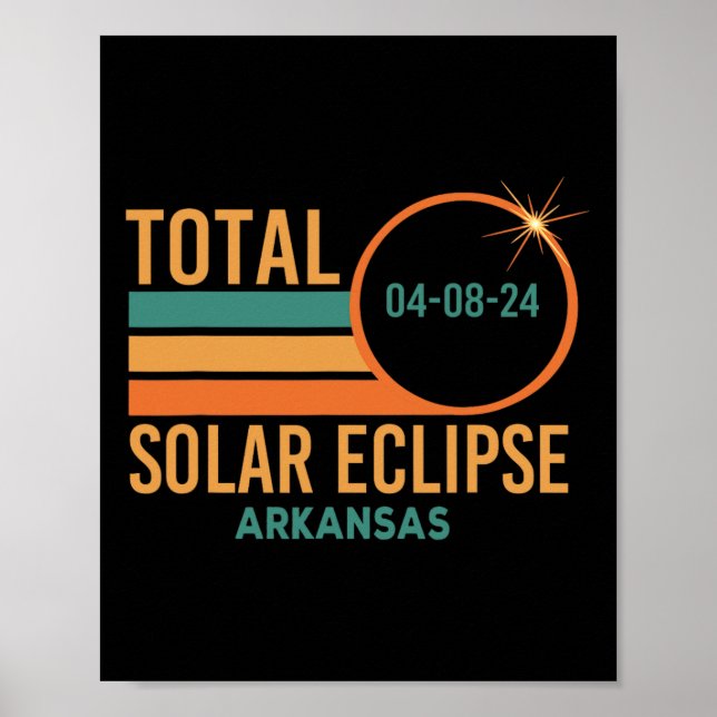 Affiche Solar Eclipse Arkansas Avril 8 2024 Totalité (Devant)