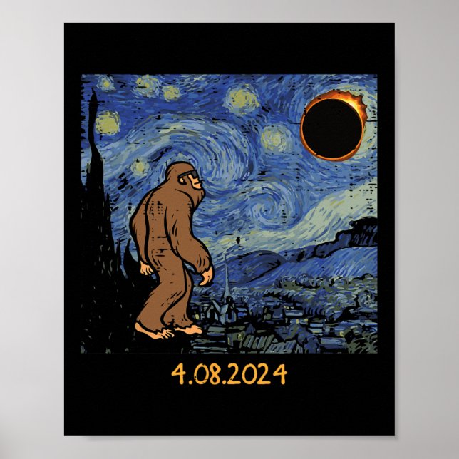 Affiche Solar Eclipse Bigfoot Starry Night Sasquatatatts M (Devant)
